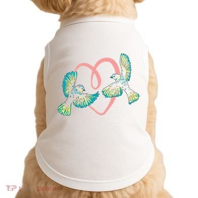 Cute Ribbon Heart Flying Birds Doggie Tank