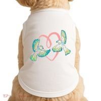 Cute Ribbon Heart Flying Birds Doggie Tank thumb 0