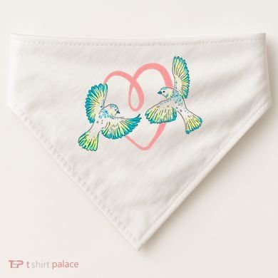 Cute Ribbon Heart Flying Birds USA-Made Doggie Bandana