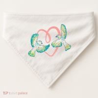 Cute Ribbon Heart Flying Birds USA-Made Doggie Bandana thumb 0