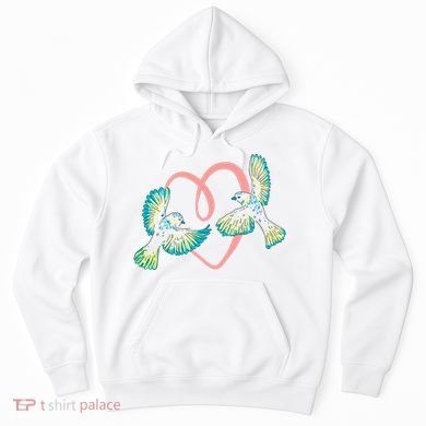 Cute Ribbon Heart Flying Birds Hoodie