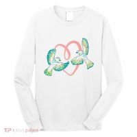 Cute Ribbon Heart Flying Birds Long Sleeve Shirt thumb 0