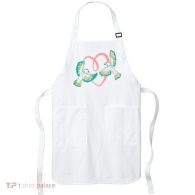 Cute Ribbon Heart Flying Birds Apron