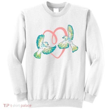 Cute Ribbon Heart Flying Birds Sweatshirt