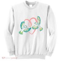 Cute Ribbon Heart Flying Birds Sweatshirt thumb 0