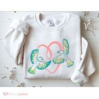 Cute Ribbon Heart Flying Birds Sweatshirt thumb 2