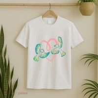 Cute Ribbon Heart Flying Birds T-Shirt thumb 2