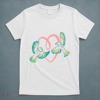 Cute Ribbon Heart Flying Birds T-Shirt thumb 5