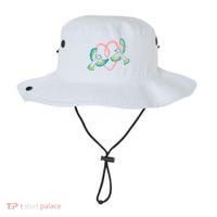 Cute Ribbon Heart Flying Birds Bucket Hat thumb 0