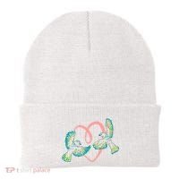 Cute Ribbon Heart Flying Birds Beanie thumb 0