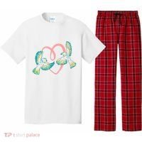 Cute Ribbon Heart Flying Birds Pajama Set thumb 0