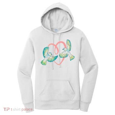 Cute Ribbon Heart Flying Birds Women's Hoodie