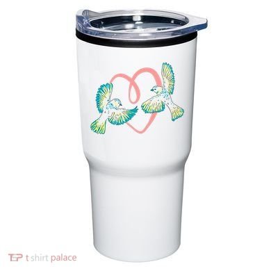 Cute Ribbon Heart Flying Birds Tumbler