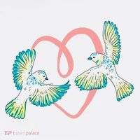 Cute Ribbon Heart Flying Birds Ornament thumb 1