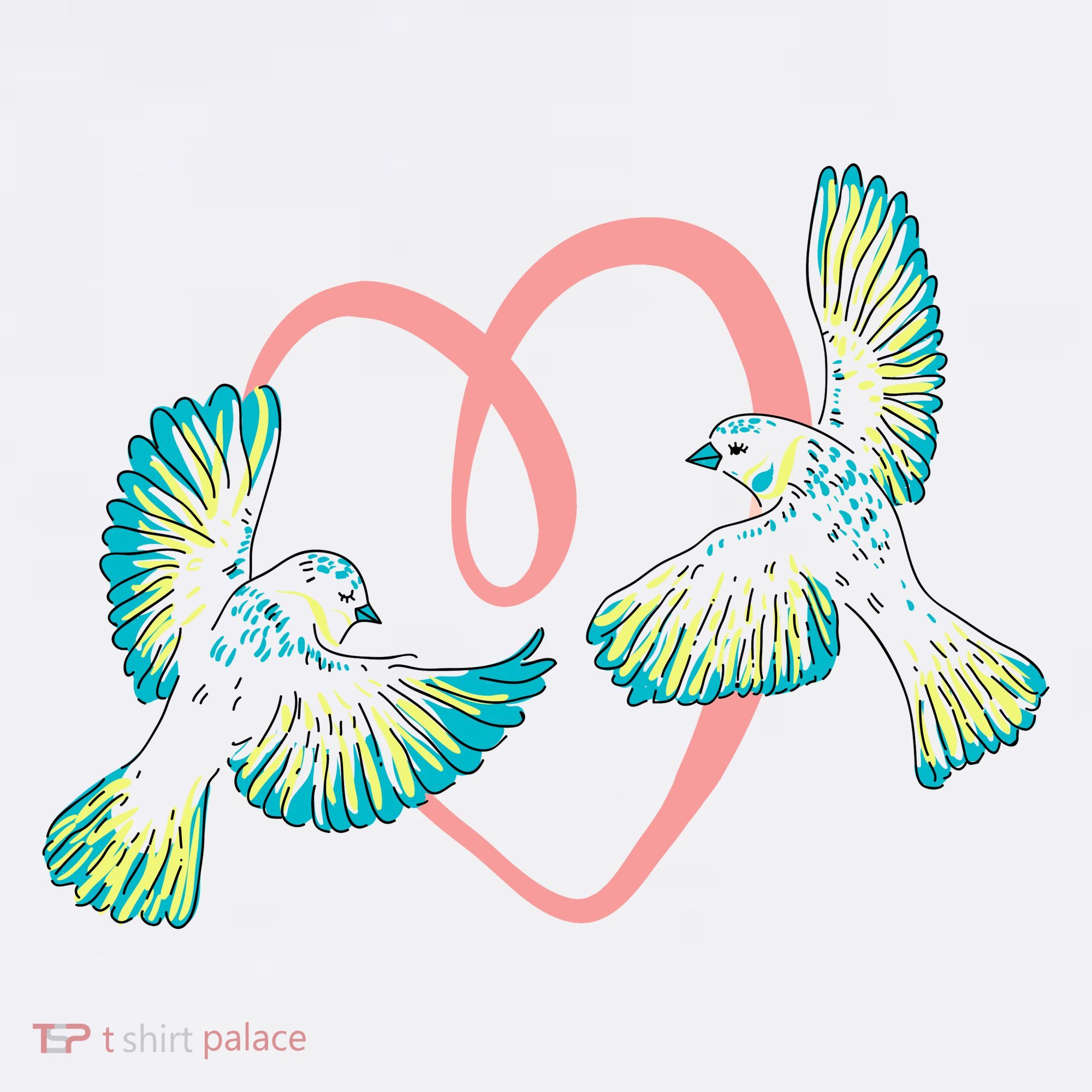 Cute Ribbon Heart Flying Birds Ornament