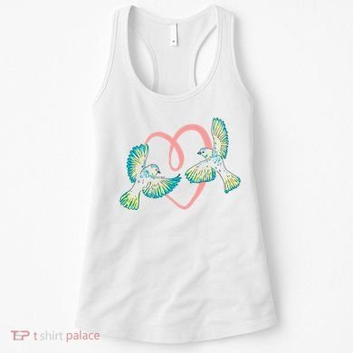 Cute Ribbon Heart Flying Birds Women's Tank Top