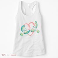 Cute Ribbon Heart Flying Birds Women's Tank Top thumb 0