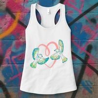 Cute Ribbon Heart Flying Birds Women's Tank Top thumb 3