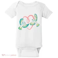 Cute Ribbon Heart Flying Birds Baby Bodysuit thumb 0
