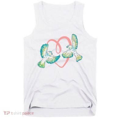 Cute Ribbon Heart Flying Birds Tank Top