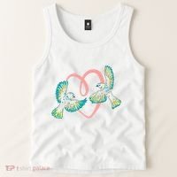 Cute Ribbon Heart Flying Birds Tank Top thumb 2