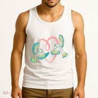 Cute Ribbon Heart Flying Birds Tank Top thumb 3