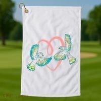 Cute Ribbon Heart Flying Birds Golf Towel thumb 1