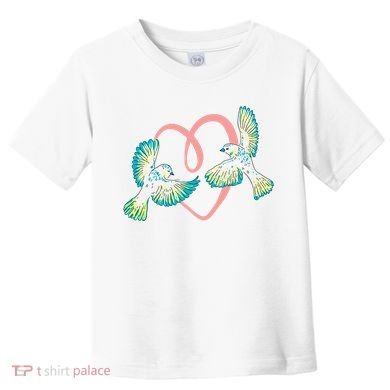 Cute Ribbon Heart Flying Birds Toddler T-Shirt