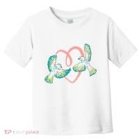 Cute Ribbon Heart Flying Birds Toddler T-Shirt thumb 0