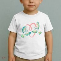 Cute Ribbon Heart Flying Birds Toddler T-Shirt thumb 2