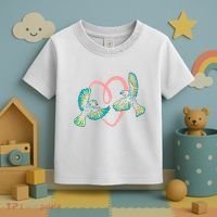 Cute Ribbon Heart Flying Birds Toddler T-Shirt thumb 3