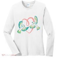 Cute Ribbon Heart Flying Birds Women's Long Sleeve Shirt thumb 0