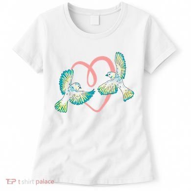 Cute Ribbon Heart Flying Birds Women's T-Shirt