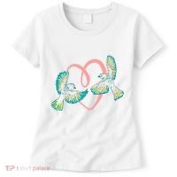 Cute Ribbon Heart Flying Birds Women's T-Shirt thumb 0