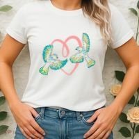 Cute Ribbon Heart Flying Birds Women's T-Shirt thumb 2