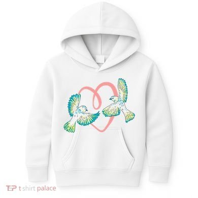 Cute Ribbon Heart Flying Birds Kids Hoodie