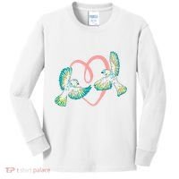 Cute Ribbon Heart Flying Birds Kids Long Sleeve Shirt thumb 0