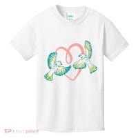 Cute Ribbon Heart Flying Birds Kids T-Shirt thumb 0