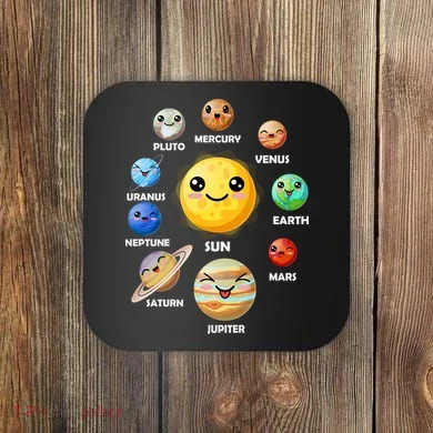 Cute Solar System Emoji Coaster