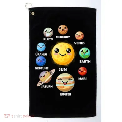 Cute Solar System Emoji Golf Towel