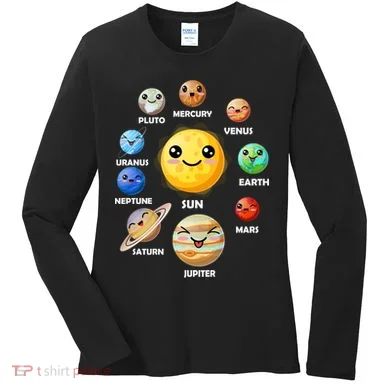 Cute Solar System Emoji Women's Long Sleeve Shirt