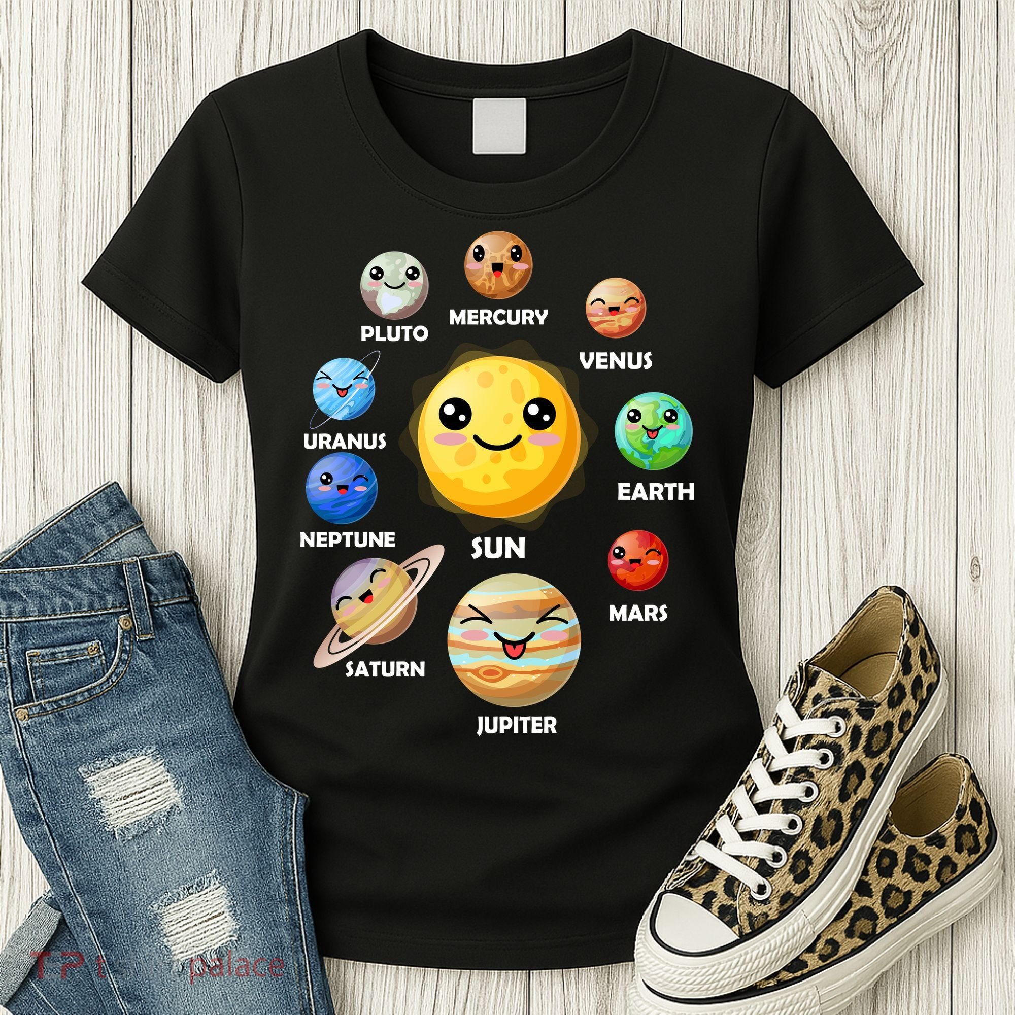 Cute Solar System Emoji Women's T-Shirt