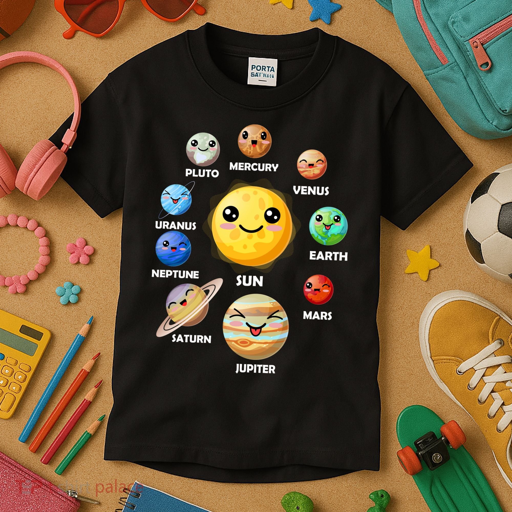Cute Solar System Emoji Kids T-Shirt