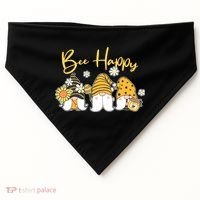 Cute Spring Bee Happy Gnomes USA-Made Doggie Bandana thumb 0