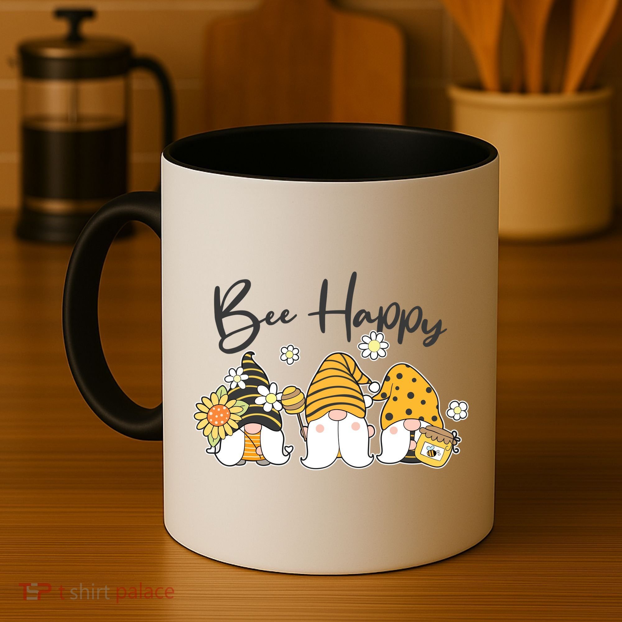 Cute Spring Bee Happy Gnomes Coffee Mug
