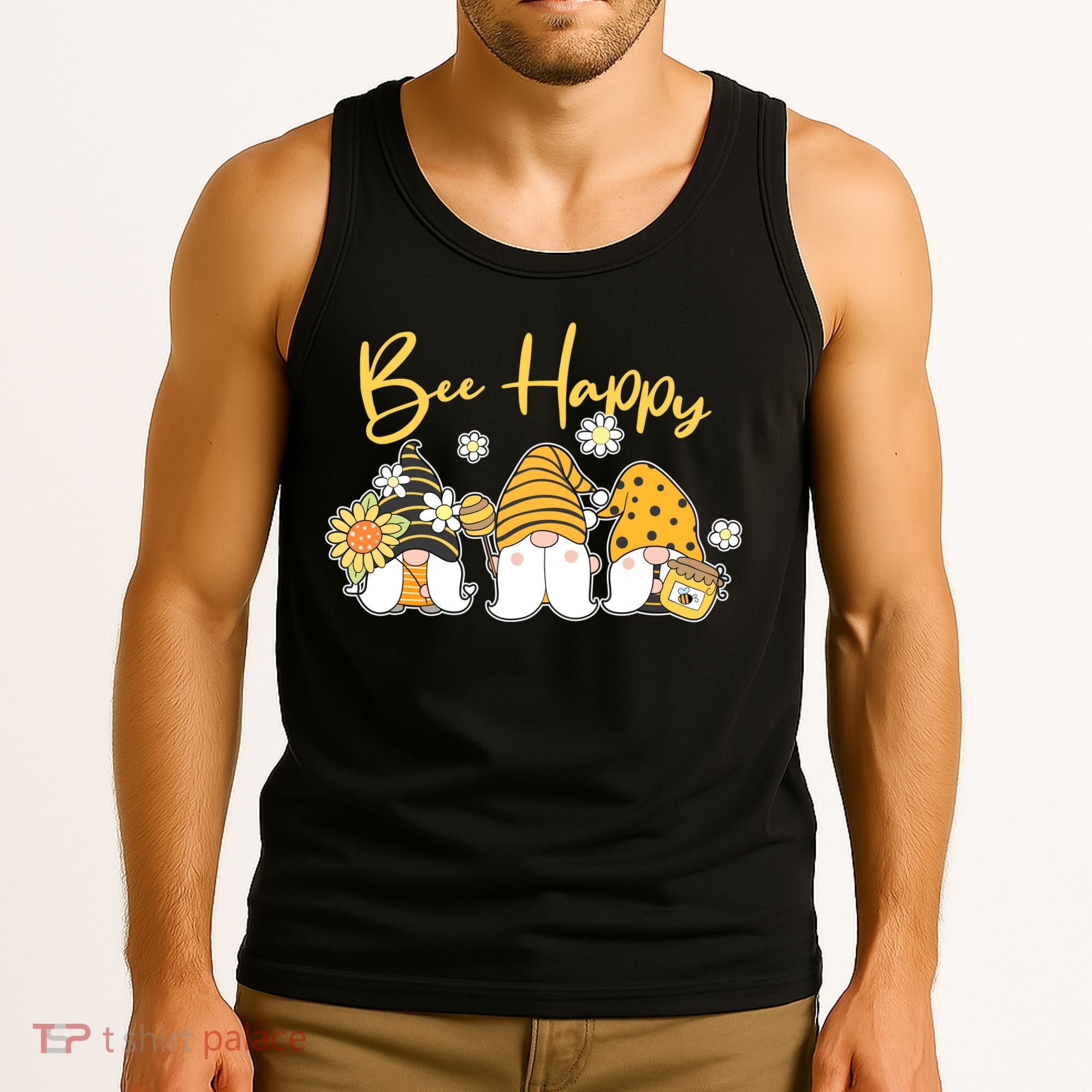 Cute Spring Bee Happy Gnomes Tank Top