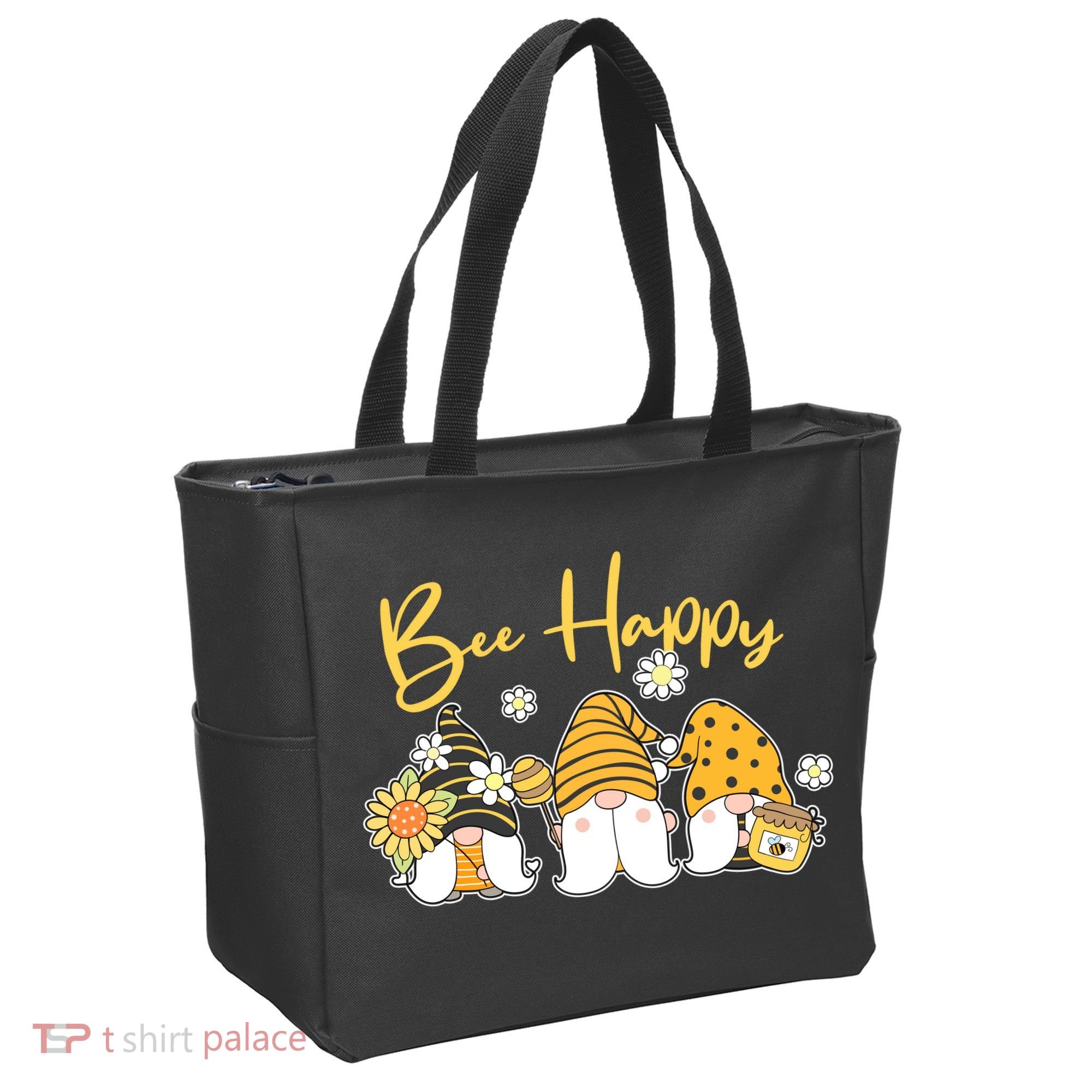 Cute Spring Bee Happy Gnomes Tote Bag