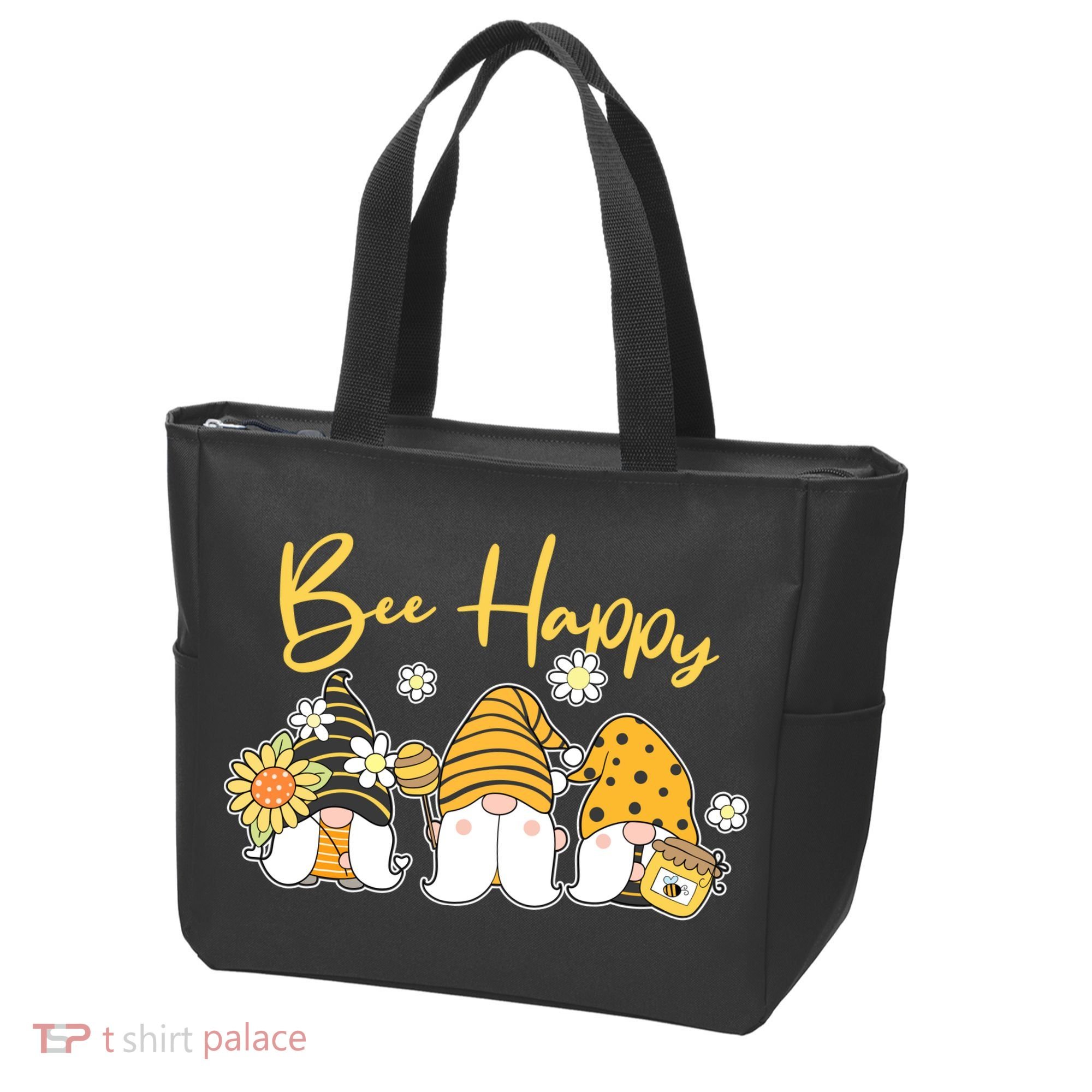 Cute Spring Bee Happy Gnomes Tote Bag
