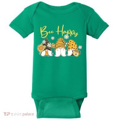 Cute Spring Bee Happy Gnomes Baby Bodysuit