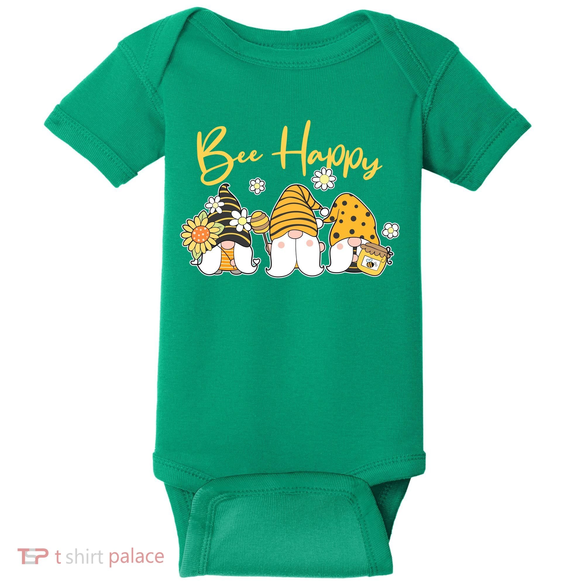 Cute Spring Bee Happy Gnomes Baby Bodysuit